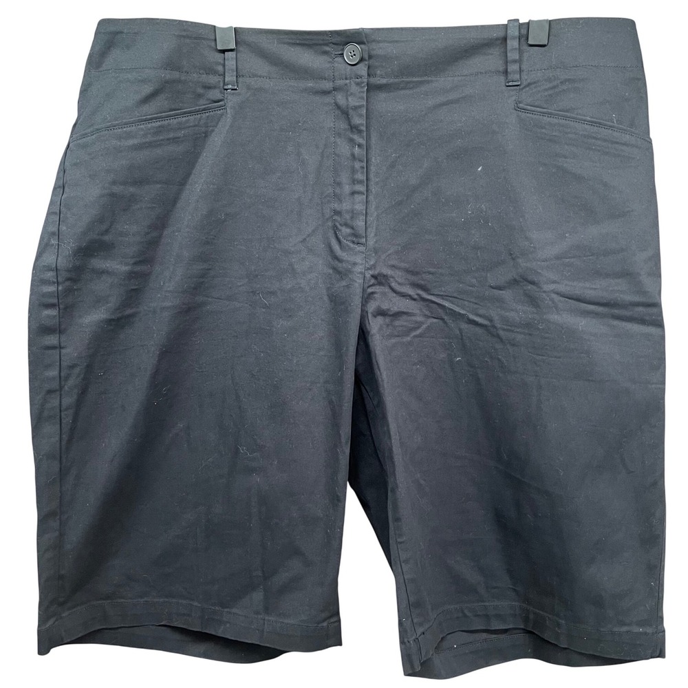 Talbots Shorts Womens 18W Black Excellent Elastic Back Chino Bermuda